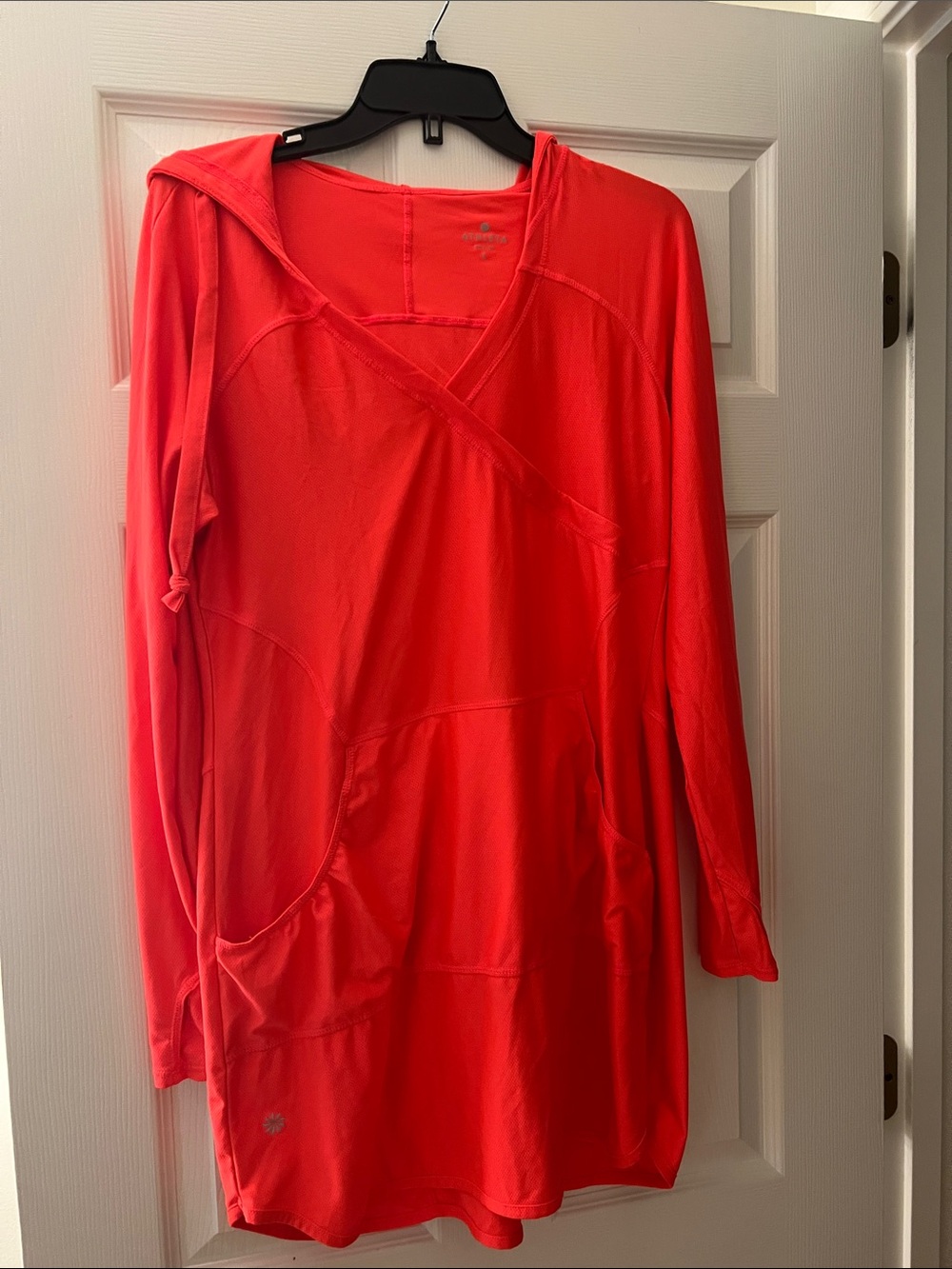 Athleta Performance Hooded Swim Cover-Up in Coral Red